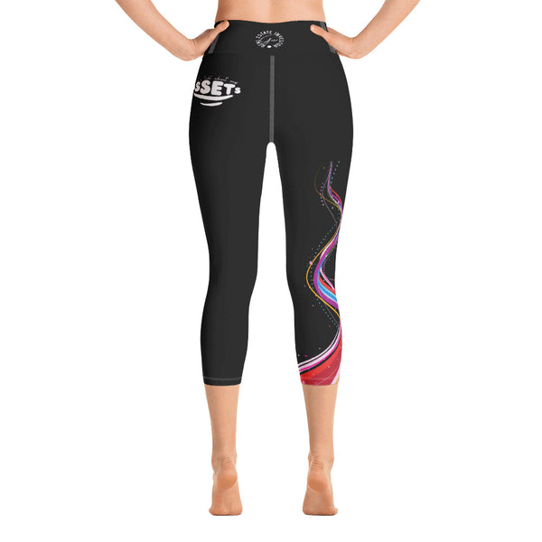 Let's Talk Assets - Black/Rainbow Yoga Capri Leggings