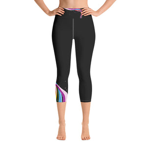 Let's Talk Assets - Black/Rainbow Yoga Capri Leggings