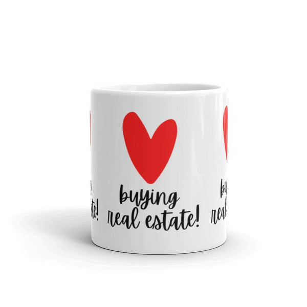 Heart Buying RE - White glossy mug - Real Estate Investor Gear