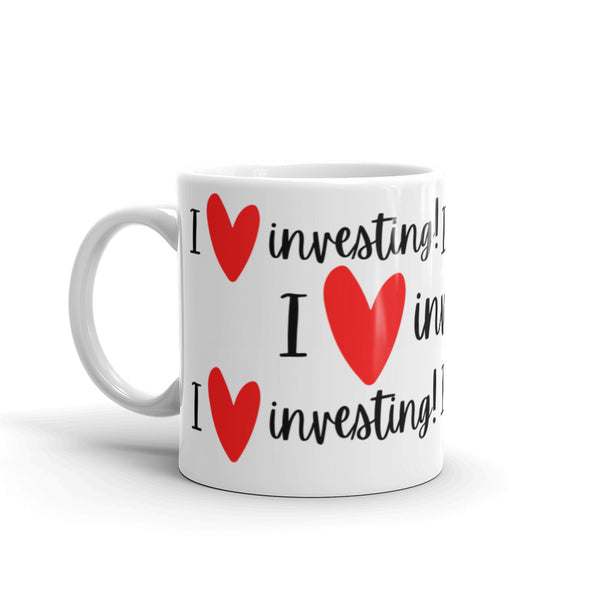 I Heart Investing - White glossy mug