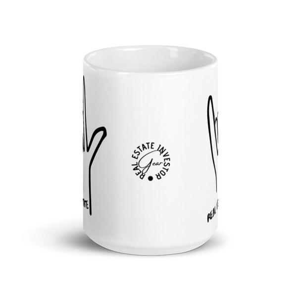 I Love RE Hand - White glossy mug