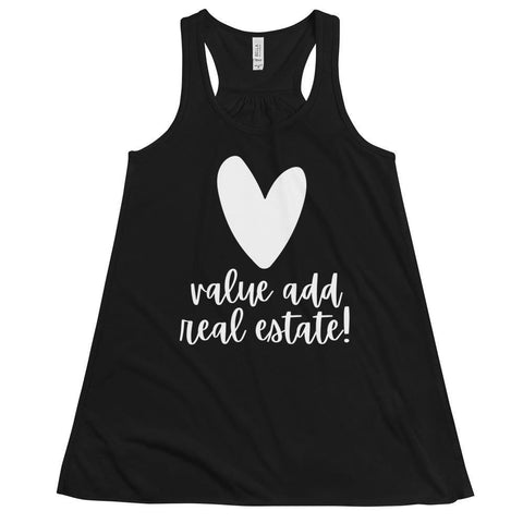 Heart Value Add - Women's Flowy Racerback Tank - Real Estate Investor Gear