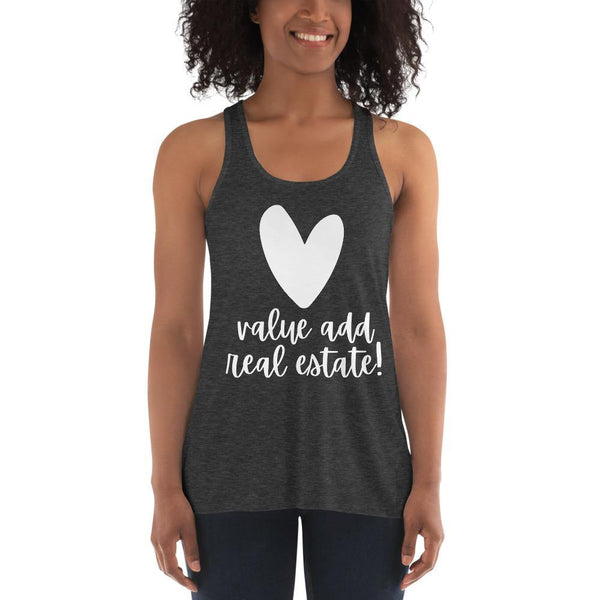 Heart Value Add - Women's Flowy Racerback Tank - Real Estate Investor Gear