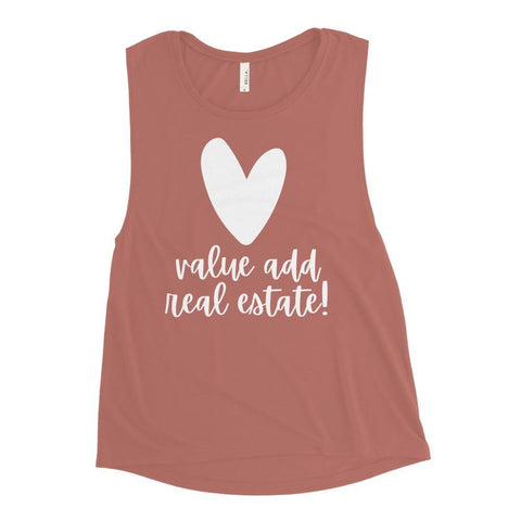 Heart Value Add - Ladies’ Muscle Tank - Real Estate Investor Gear