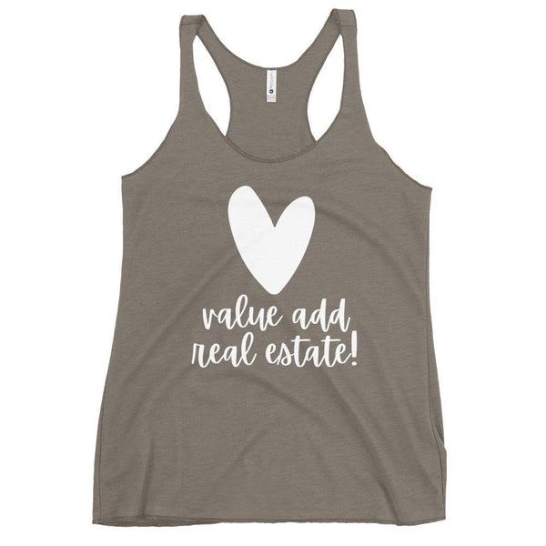 Heart Value Add - Women's Racerback Tank - Real Estate Investor Gear